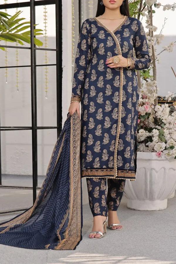 Textile Mills By Aiza Momina  3pc Printed lawn - Black(UNSTITCHED)