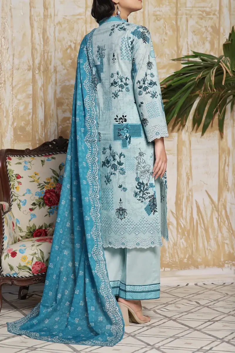 VS Textiles Mills 3PC MISRI Printed Lawn - Sky Blue (UNSTITCHED)