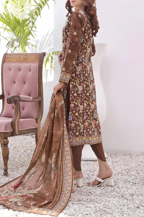 VS Textiles Mills 3PC MISRI Printed Lawn Collection - Brown (UNSTITCHED)