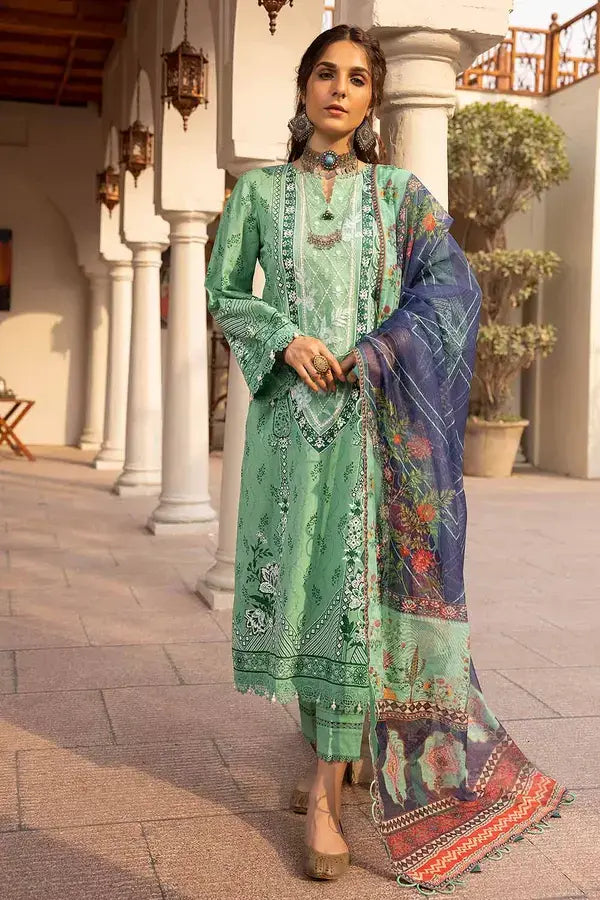 GUL AHMED 3 - PIECE EMBROIDERED LACQUER PRINTED LAWN SUIT - MULTI (UNSTITCHED)