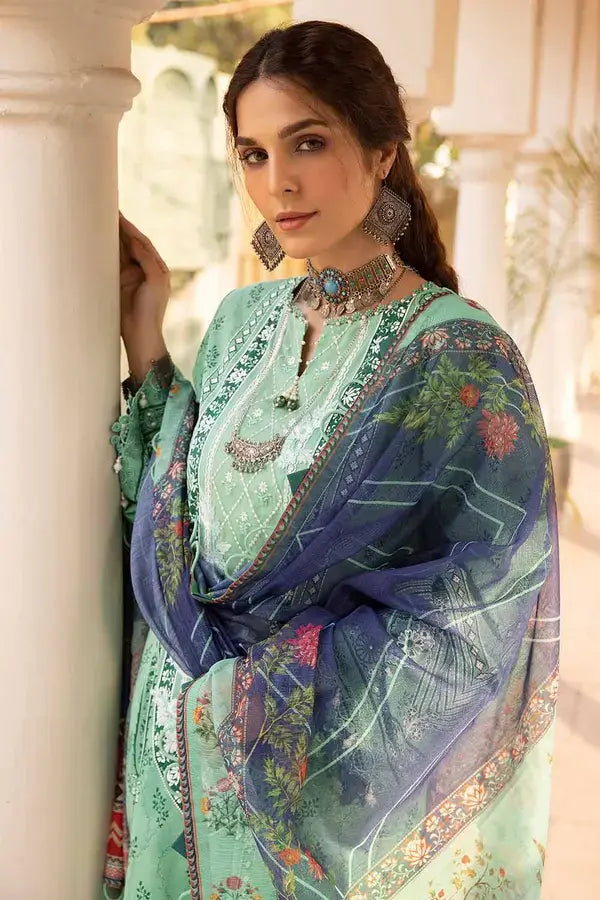 GUL AHMED 3 - PIECE EMBROIDERED LACQUER PRINTED LAWN SUIT - MULTI (UNSTITCHED)