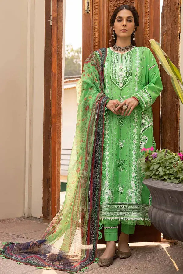 GUL AHMED 3 - PIECE EMBROIDERED LAWN SUIT - MULTI GREEN (UNSTITCHED)