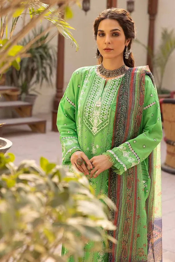 GUL AHMED 3 - PIECE EMBROIDERED LAWN SUIT - MULTI GREEN (UNSTITCHED)