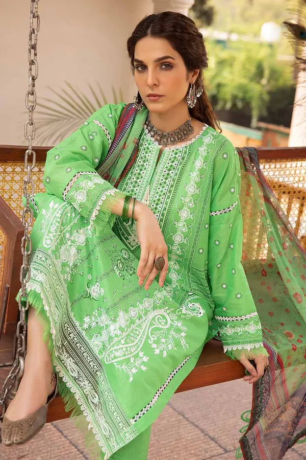 GUL AHMED 3 - PIECE EMBROIDERED LAWN SUIT - MULTI GREEN (UNSTITCHED)