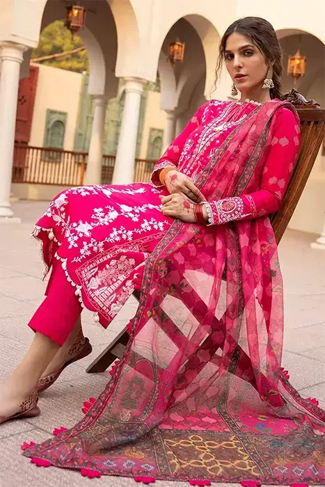 GUL AHMED 3 - PIECE EMBROIDERED LAWN SUIT - PINK (UNSTITCHED)