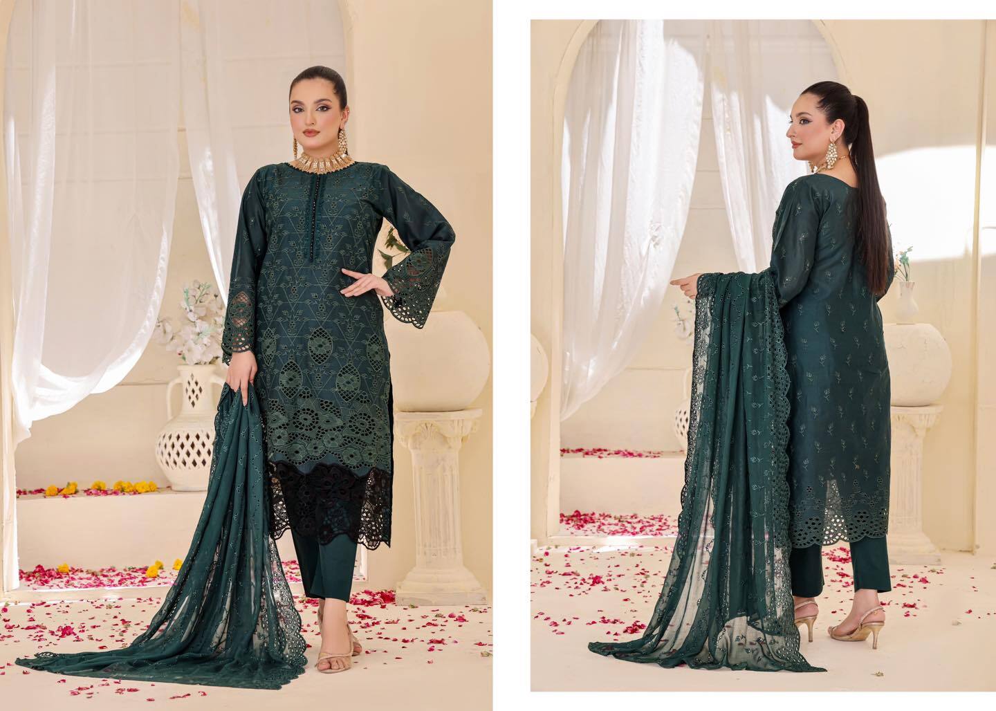 BIN HAMEED Embroidered Chicken-Kari Lawn Suits - Blue (UNSTITCHED)