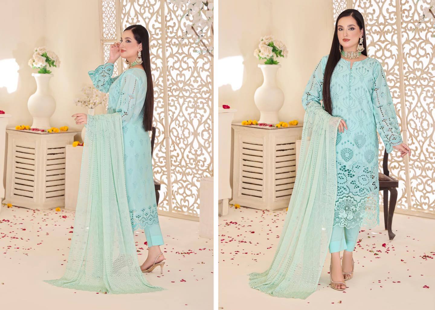 BIN HAMEED Embroidered  Lawn Suits - Mint Green (UNSTITCHED)