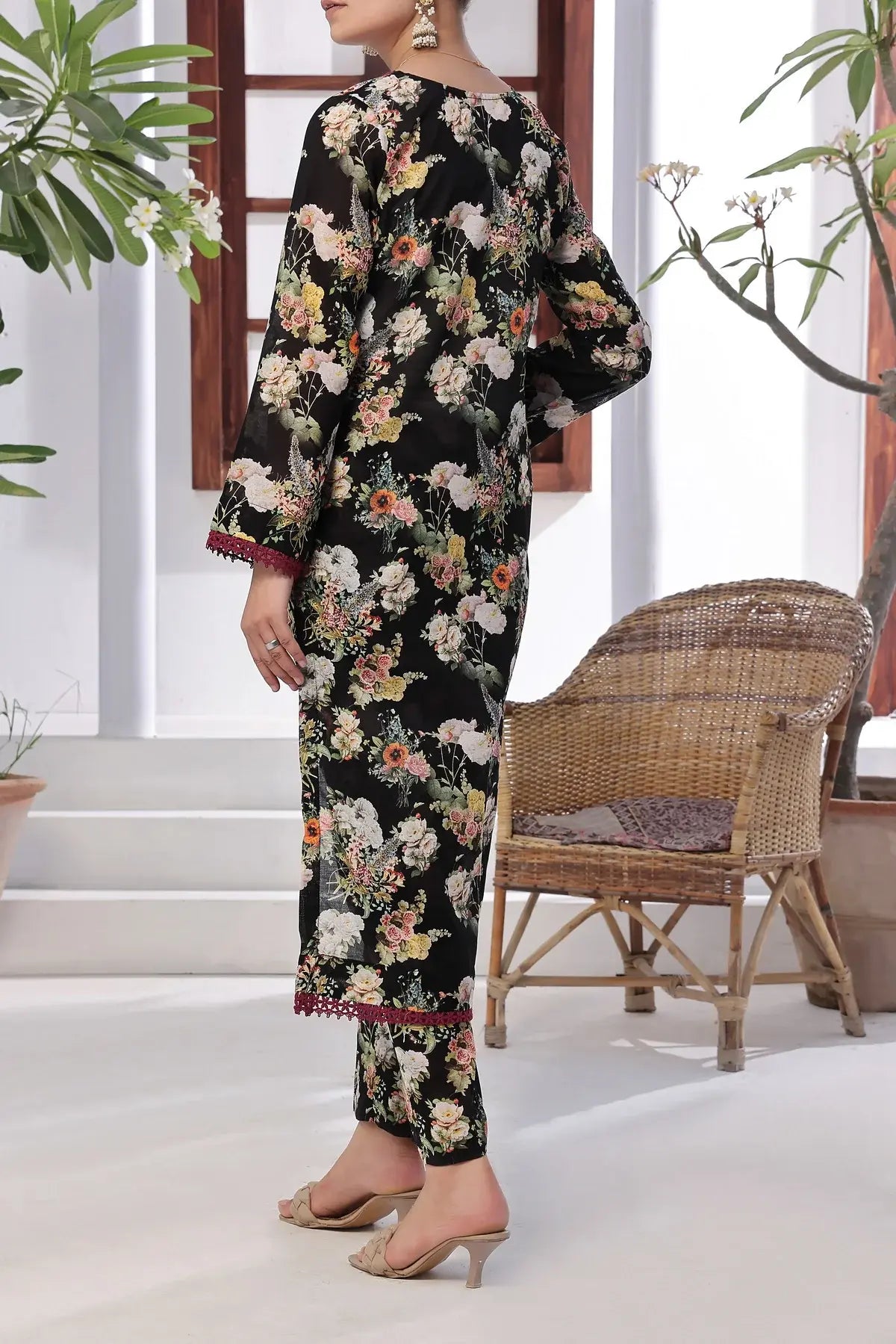 VS Textile Mills Korean Co-ords Printed Lawn Suit - Black (UNSTITCHED)