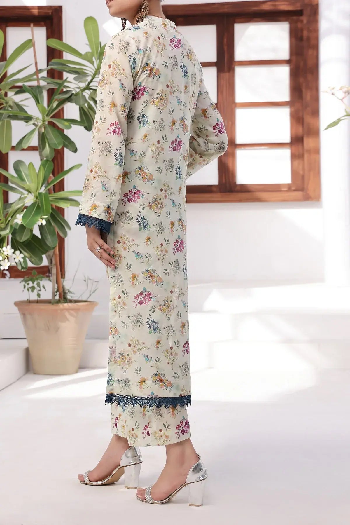 VS Textile Mills Korean Co-ords Lawn Suit - Hash White (UNSTITCHED)