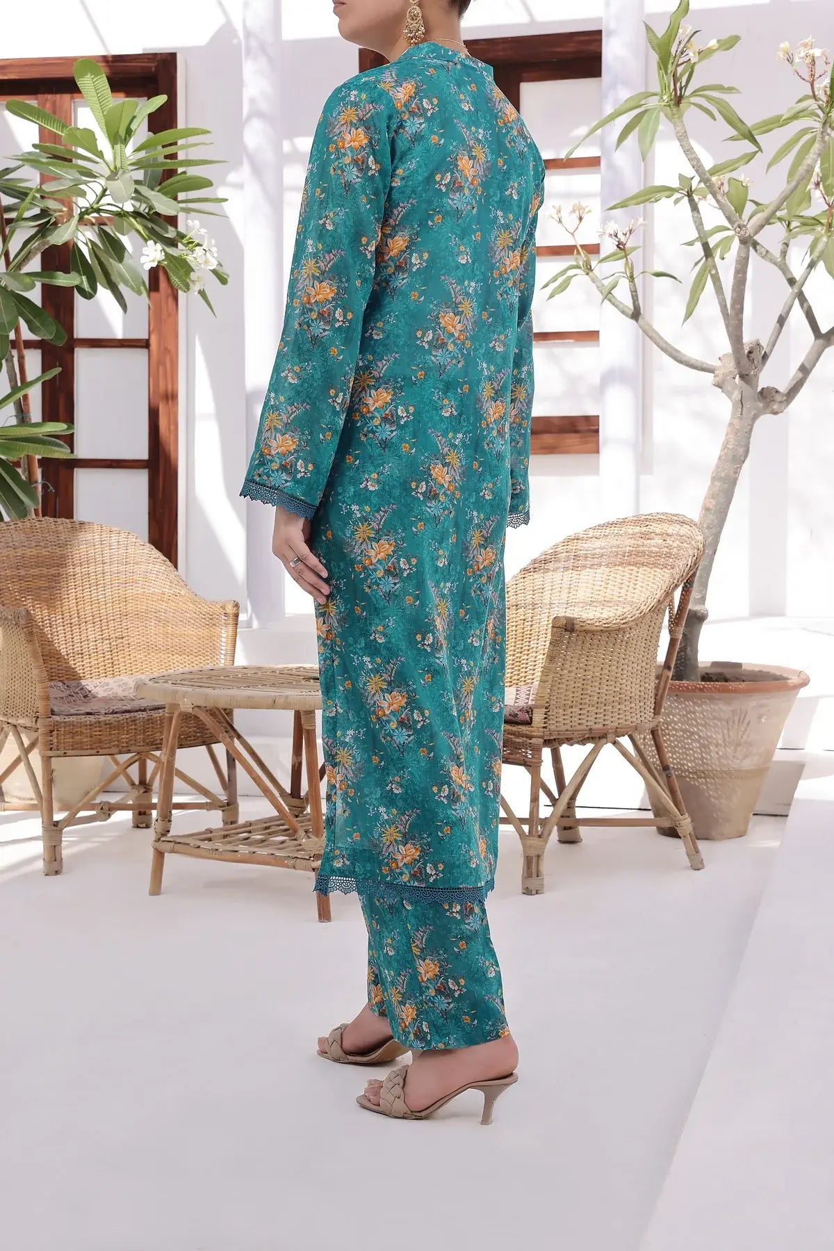 VS Textile Mills Korean Co-ords 2pc Lawn Suit - Sea Green (UNSTITCHED)