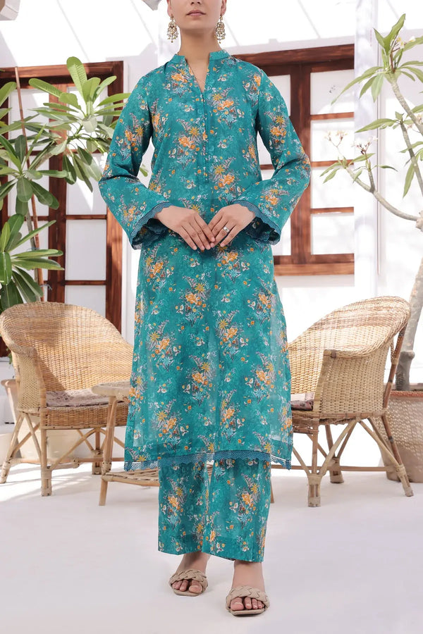 VS Textile Mills Korean Co-ords 2pc Lawn Suit - Sea Green (UNSTITCHED)