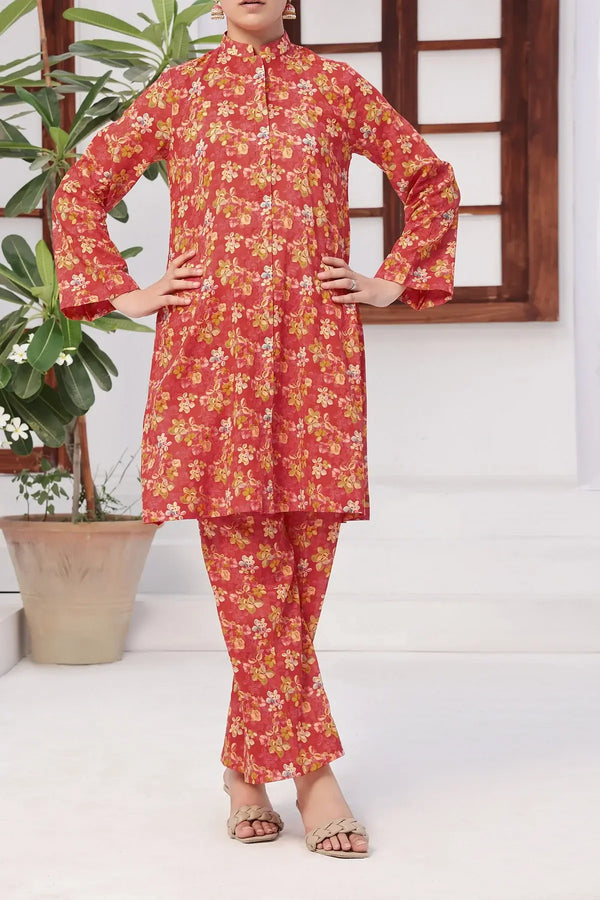  VS Textile Mills Korean Co-ords Printed Lawn Suit - Rust (UNSTITCHED)