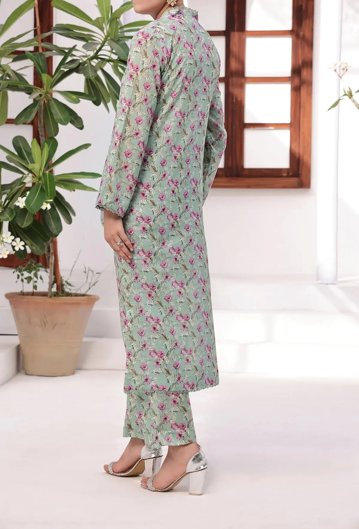 VS Textile Mills Korean Co-ords Printed Lawn Suit - Mint Green (UNSTITCHED)