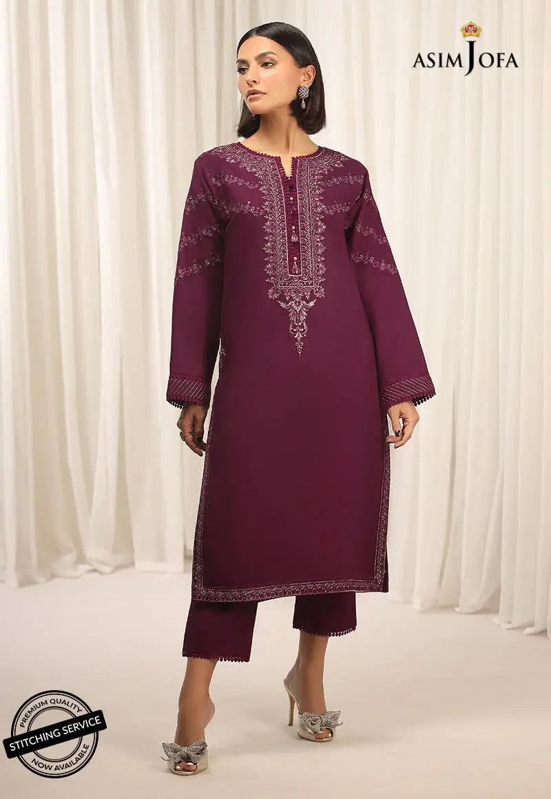 ASIM JOFA - 2 PIECE EMBROIDERED CAMBRIC SUIT -  PURPLE (UNSTITCHED)