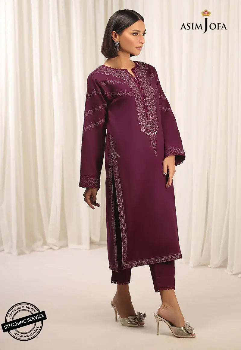 ASIM JOFA - 2 PIECE EMBROIDERED CAMBRIC SUIT -  PURPLE (UNSTITCHED)