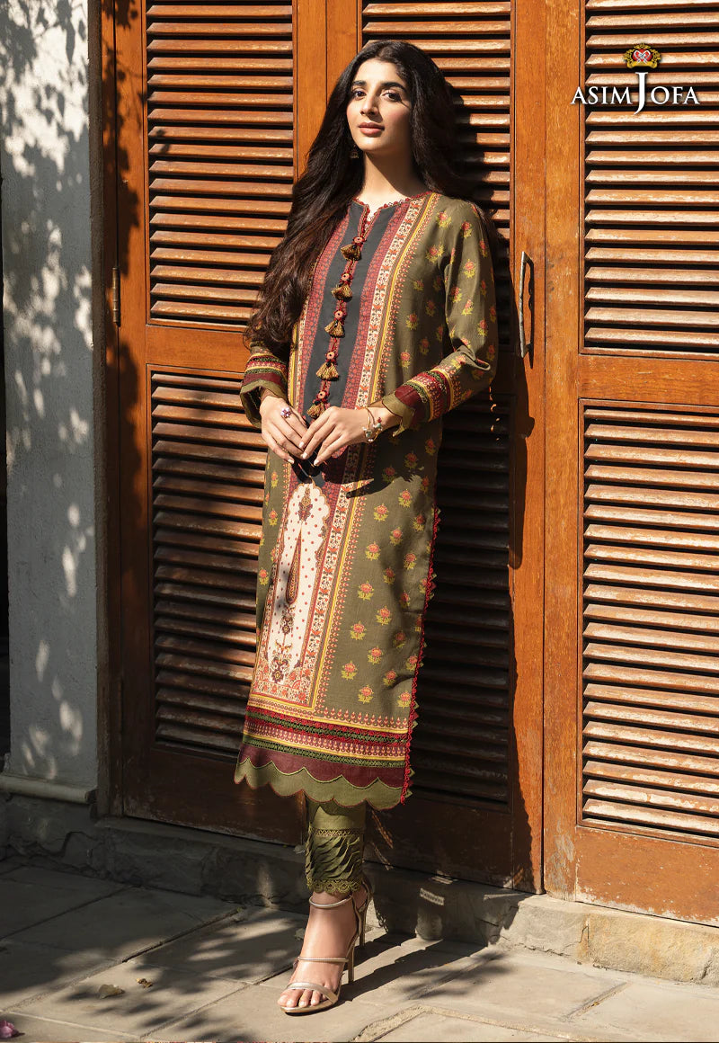 Asim Jofa 2 - PIECE PRINTED LAWN SUIT -  GREEN (UNSTITCHED)