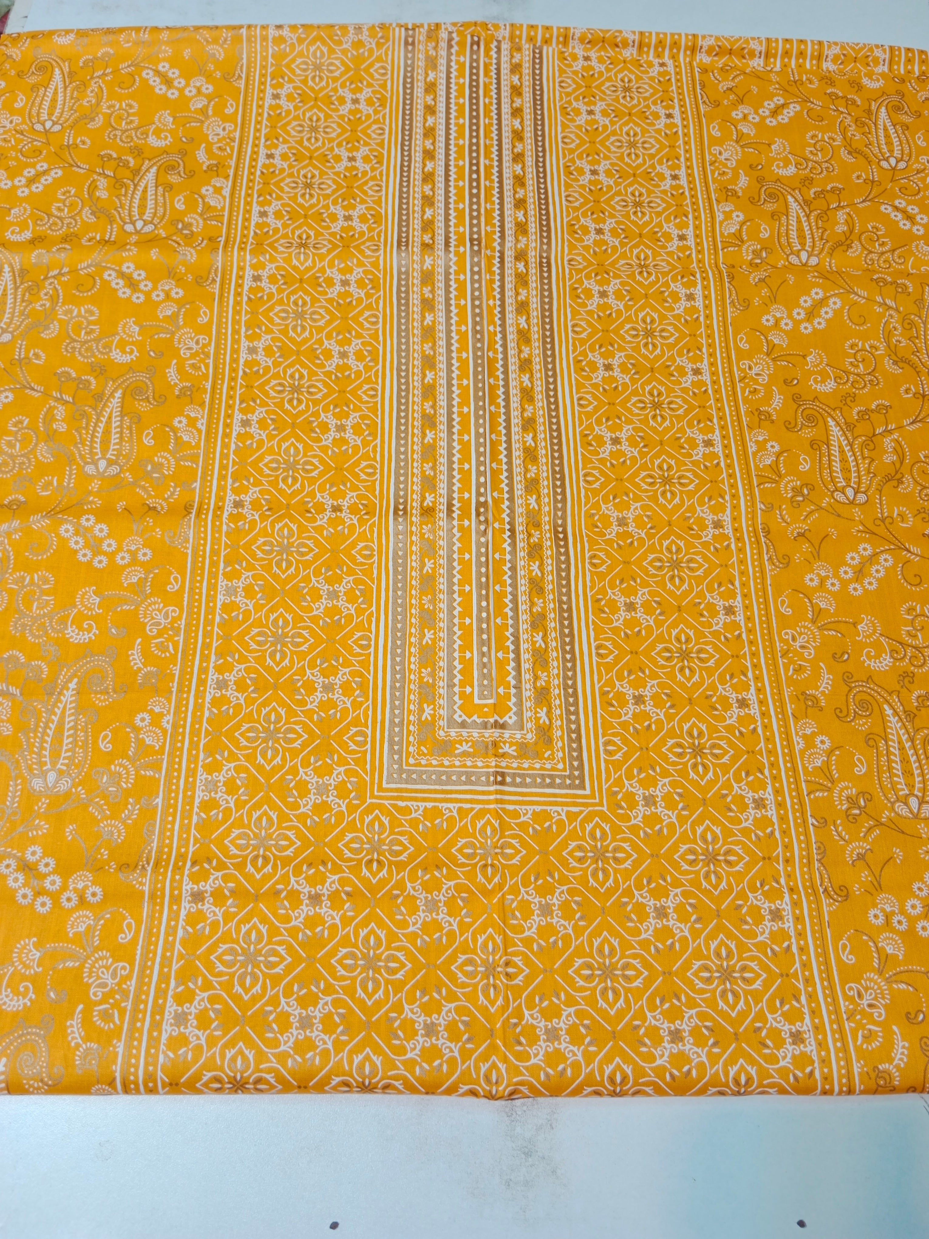  BIN SAEED - 3 PIECE GOLD PRINTED LAWN SUIT - YELLOW (UNSTITCHED)