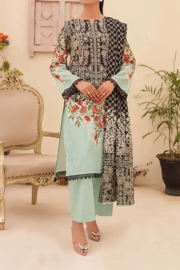 VS Textiles Mills 3PC Printed Lawn Collection - Sky Blue (UNSTITCHED)