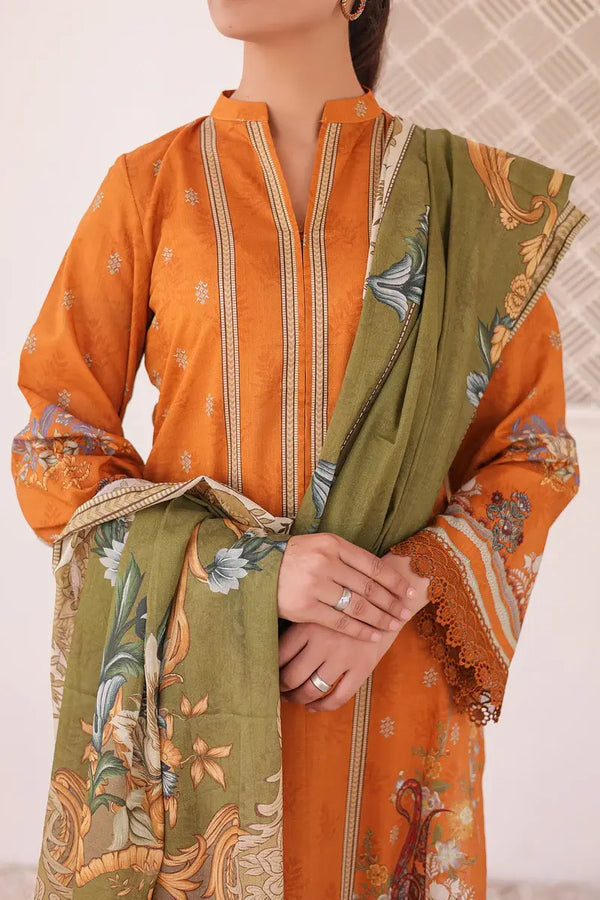 VS Textiles Mills 3PC Printed Lawn Collection - Orange (UNSTITCHED)