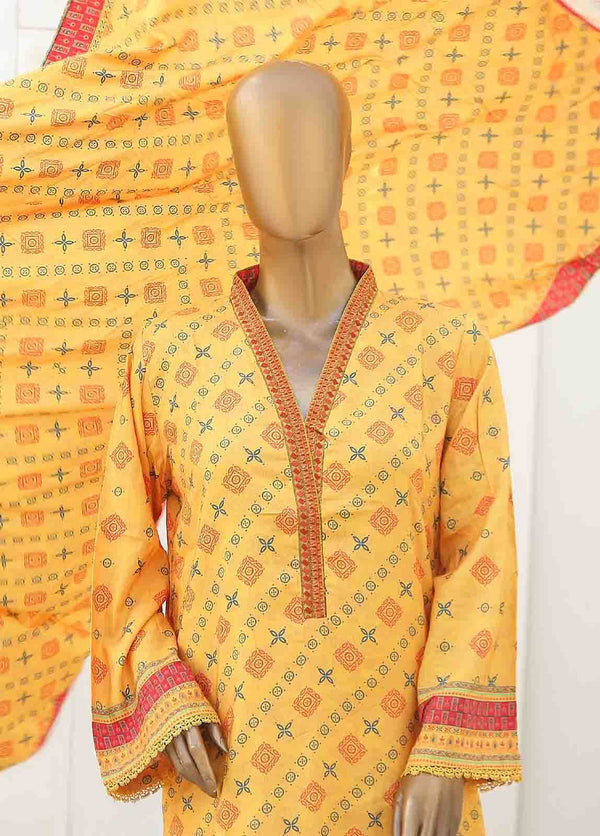 Copy of BIN SAEED 3 - PIECE EMBROIDERED LINEN SUIT - YELLOW (PRET)