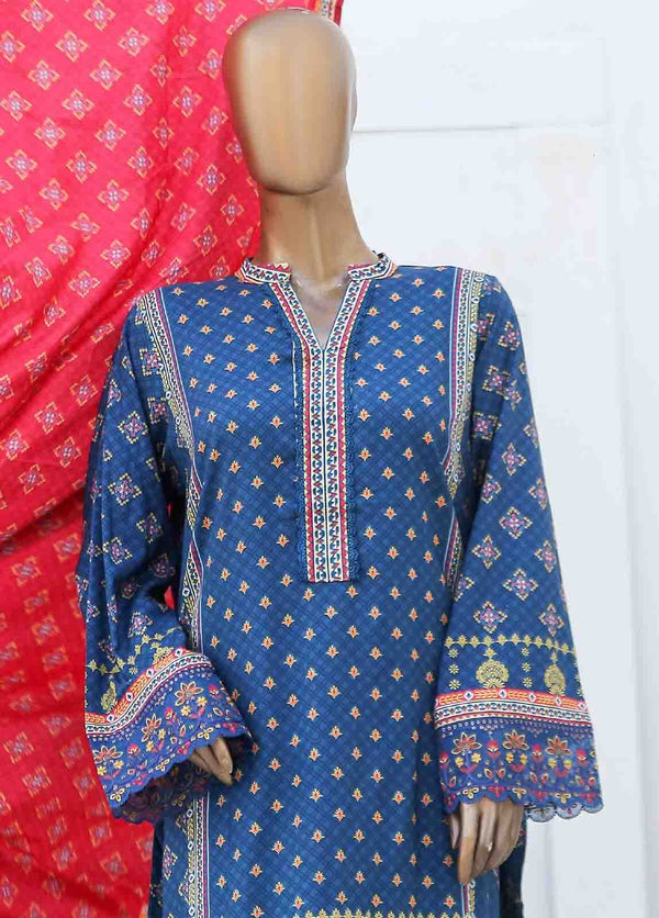 BIN SAEED 3 - PIECE EMBROIDERED LINEN SUIT - BLUE (PRET)