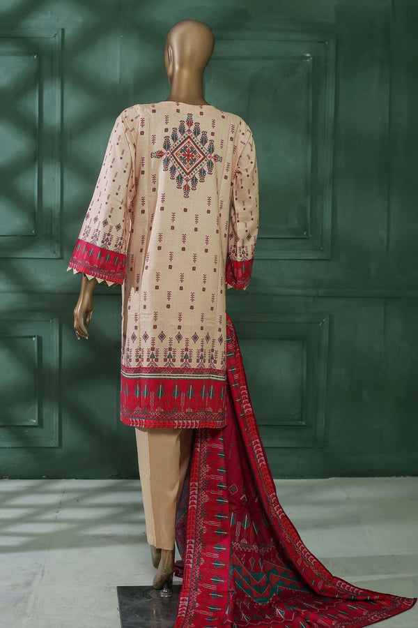 BIN SAEED 3 - PIECE PRINTED LINEN SUIT - SKIN (PRET)