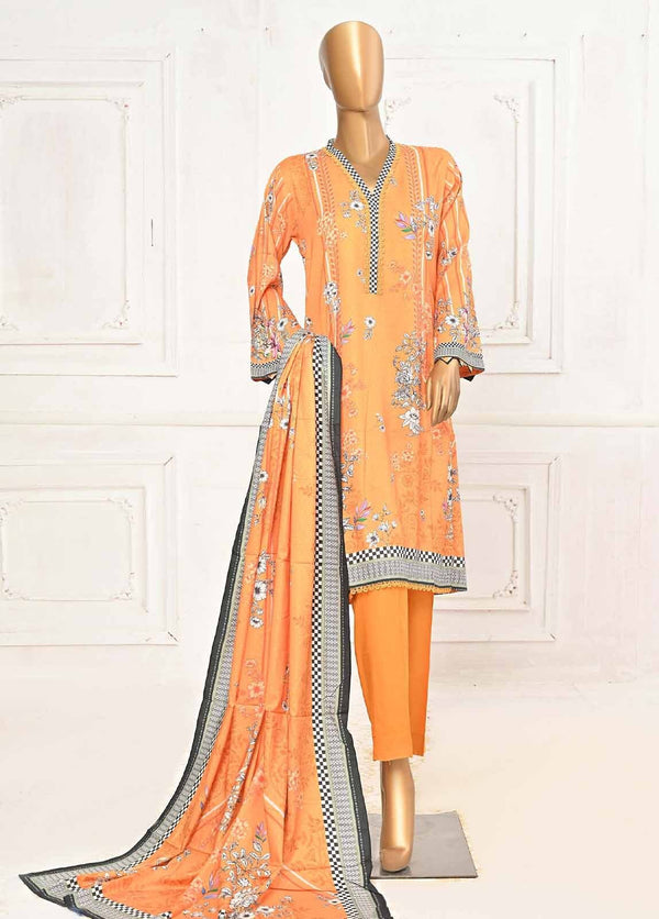 BIN SAEED 3 - PIECE PRINTED LINEN SUIT - YELLOW (PRET)