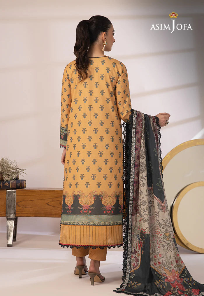 Asim Jofa 2 - PIECE PRINTED CAMBRIC SUIT -  GOLD (UNSTITCHED)