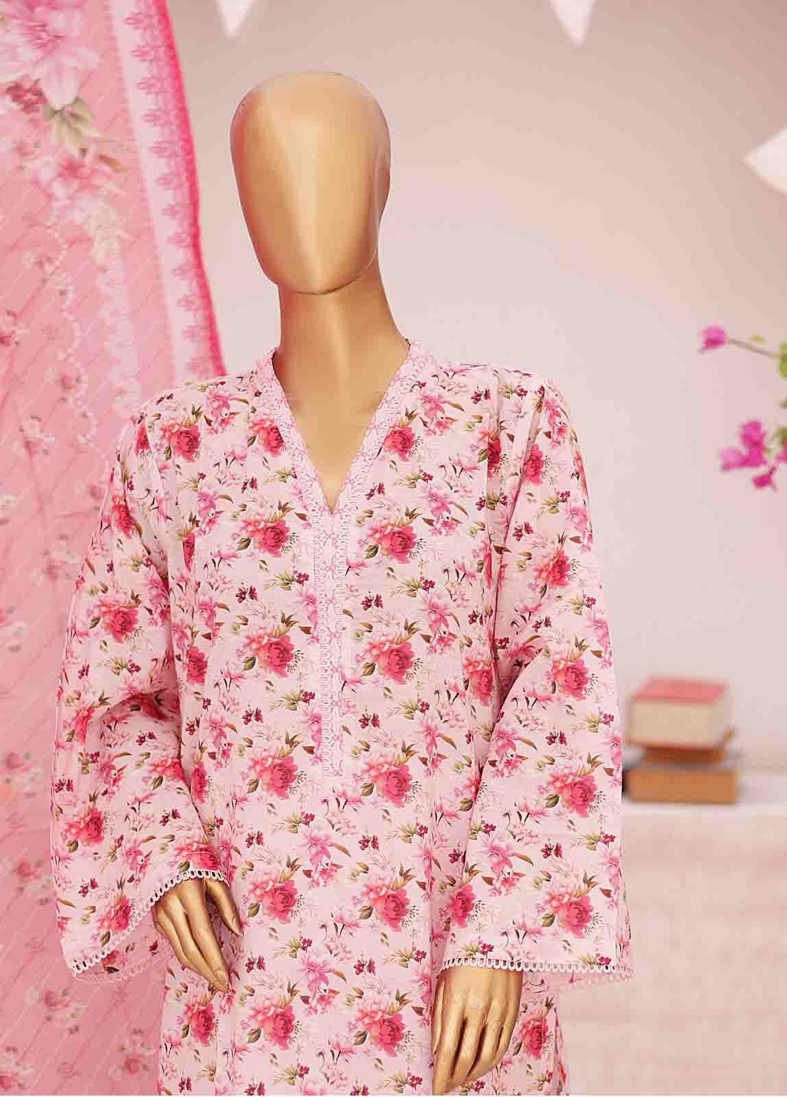 BIN SAEED - 3 PIECE PRINTED LAWN SUIT - PINK (PRET)