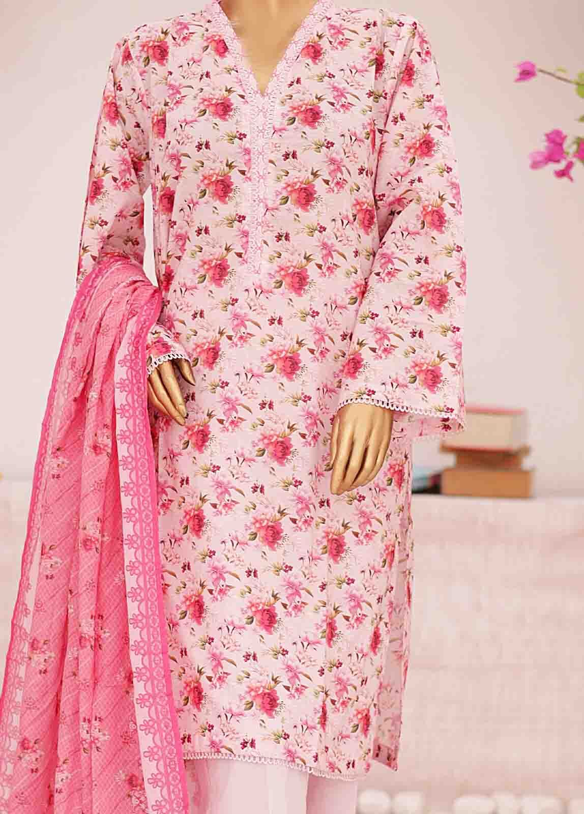 BIN SAEED - 3 PIECE PRINTED LAWN SUIT - PINK (PRET)