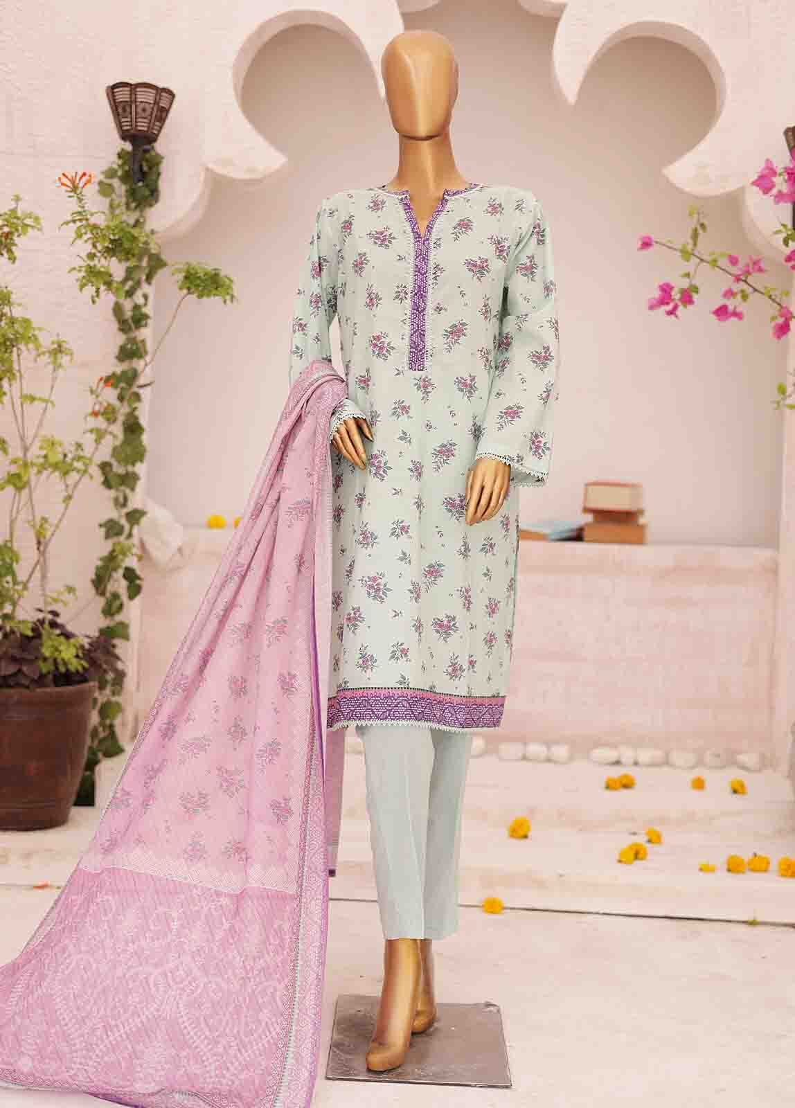 BIN SAEED - 3 PIECE PRINTED LAWN SUIT -  PASTEL GREEN (PRET)