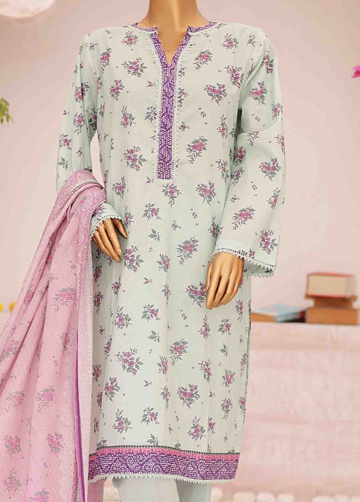 BIN SAEED - 3 PIECE PRINTED LAWN SUIT -  PASTEL GREEN (PRET)