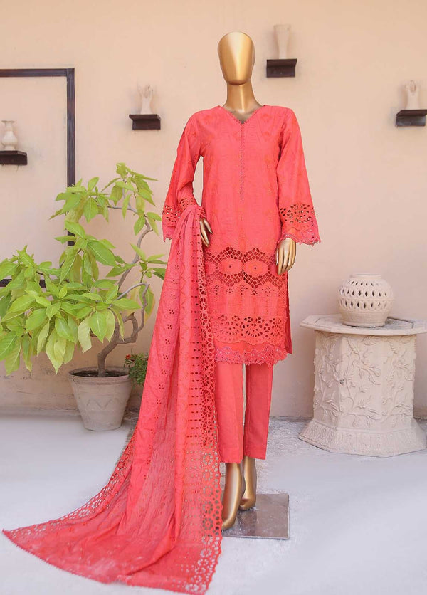  BIN SAEED 3 PIECE - CHICKENKARI COTTON SUIT - WATERMELON (PRET)