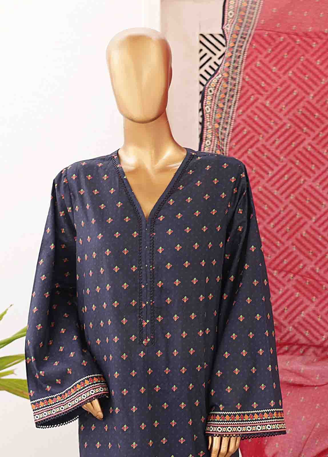 BIN SAEED - 3 PIECE PRINTED LAWN SUIT - NAVY BLUE (PRET)