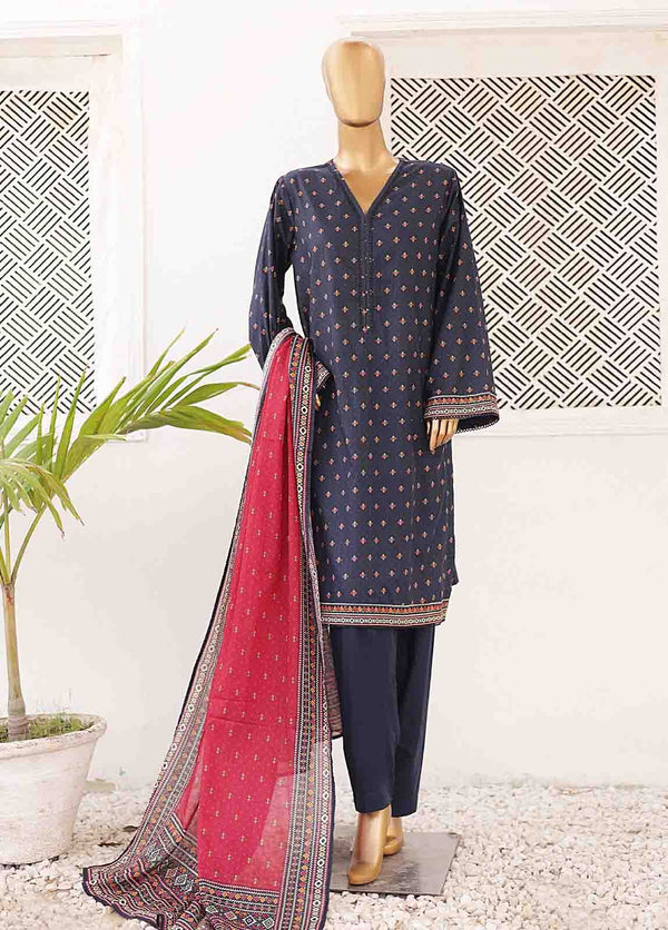 BIN SAEED - 3 PIECE PRINTED LAWN SUIT - NAVY BLUE (PRET)