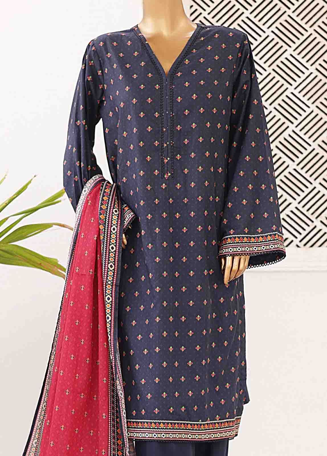 BIN SAEED - 3 PIECE PRINTED LAWN SUIT - NAVY BLUE (PRET)