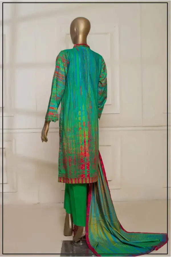 BIN SAEED 3 - PIECE PRINTED LINEN SUIT - GREEN (PRET)