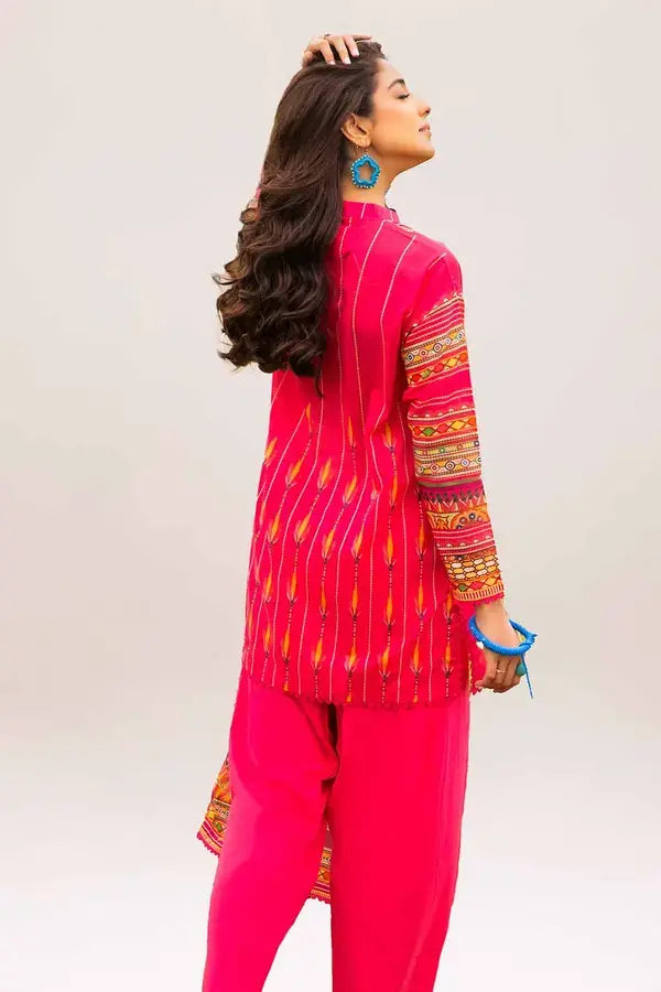 GUL AHMED - 3 PIECE PRINTED LAWN SUIT - PINK (UNSTITCHED)