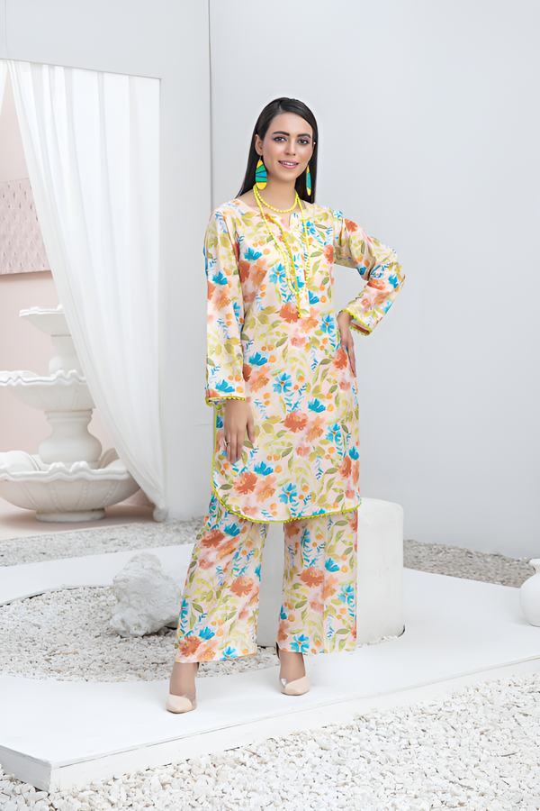 TAWAKKAL FABRICS - 2 PIECE DIGITAL PRINTED SUIT - PISTA (UNSTITCHED)