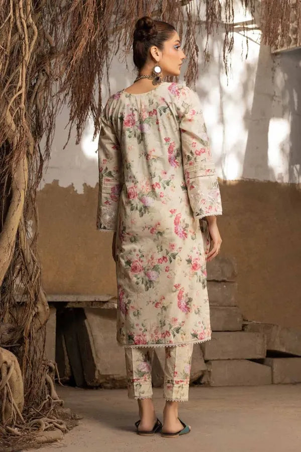 GUL AHMED 2 PIECE PRINTED LAWN SUIT - BEIGE (UNSTITCHED)