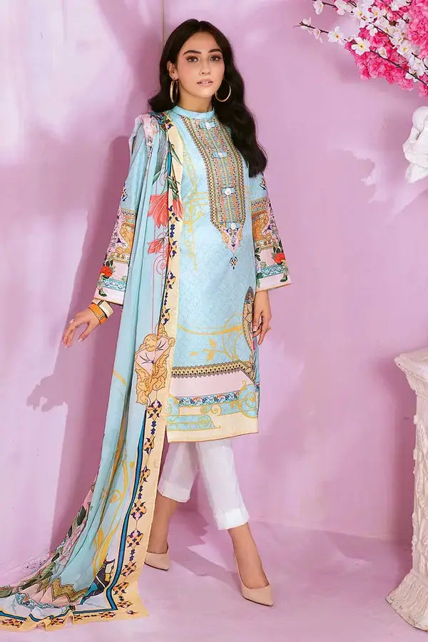 GUL AHMED 2 PIECE PRINTED LAWN SUIT -  MULTI (UNSTITCHED)