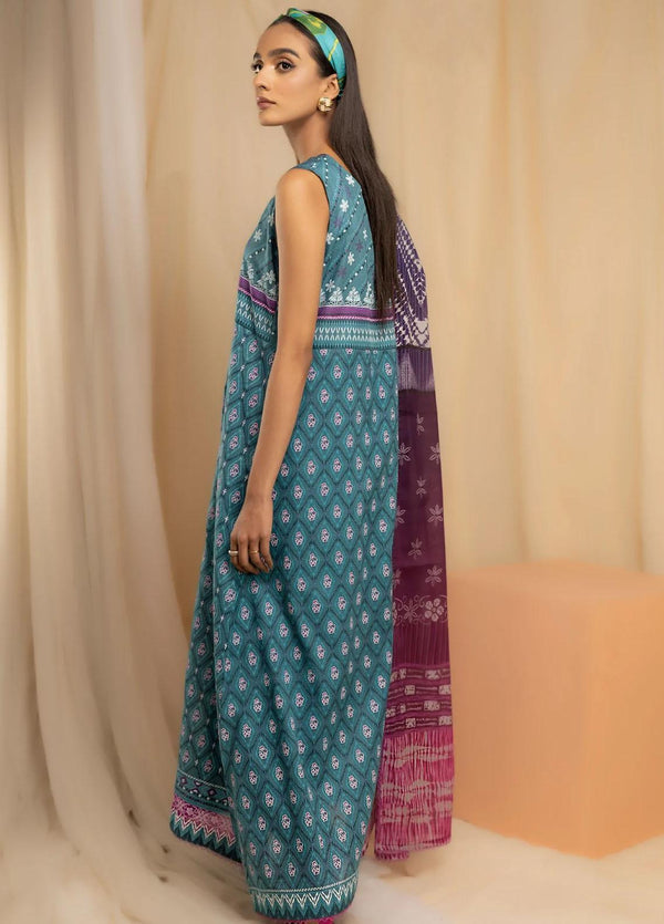 LAKHANY 3PC Pearl Printed Dress - Teal (UNSTITCHED)