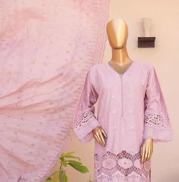 BIN SAEED 3 PIECE - CHICKENKARI COTTON SUIT - TEA PINK (PRET)