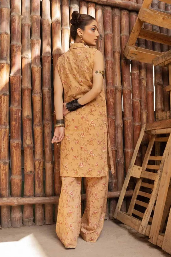 GUL AHMED 2 PIECE PRINTED LAWN SUIT - GOLD (UNSTITCHED)