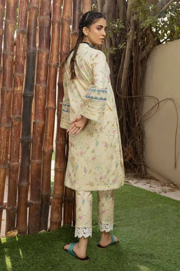 GUL AHMED 2 - PIECE PRINTED LAWN SUIT -  CREAM (UNSTITCHED)