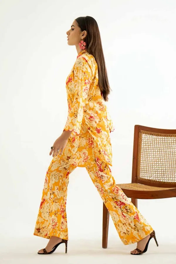 GUL AHMED 2 PIECE PRINTED LAWN SUIT - YELLOW (UNSTITCHED)