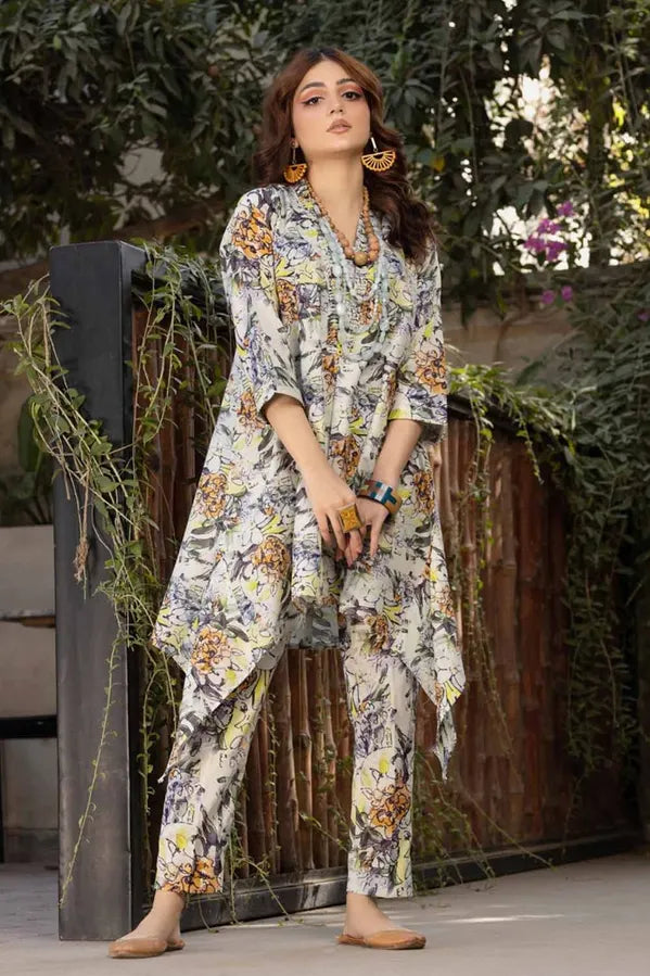 GUL AHMED 2 PIECE PRINTED LAWN SUIT - PURPLE (UNSTITCHED)