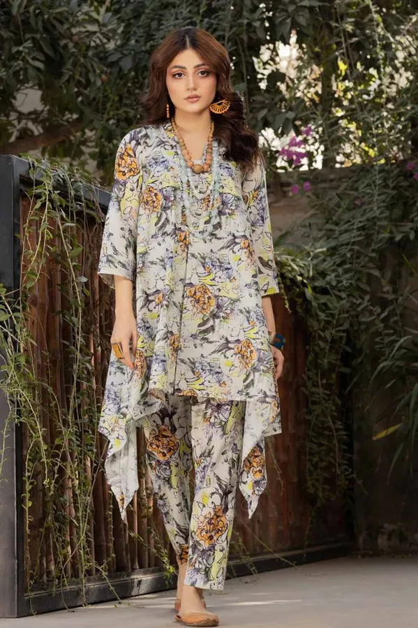 GUL AHMED 2 PIECE PRINTED LAWN SUIT - PURPLE (UNSTITCHED)