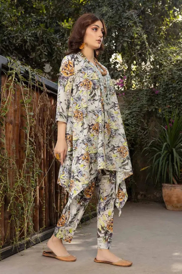 GUL AHMED 2 PIECE PRINTED LAWN SUIT - PURPLE (UNSTITCHED)