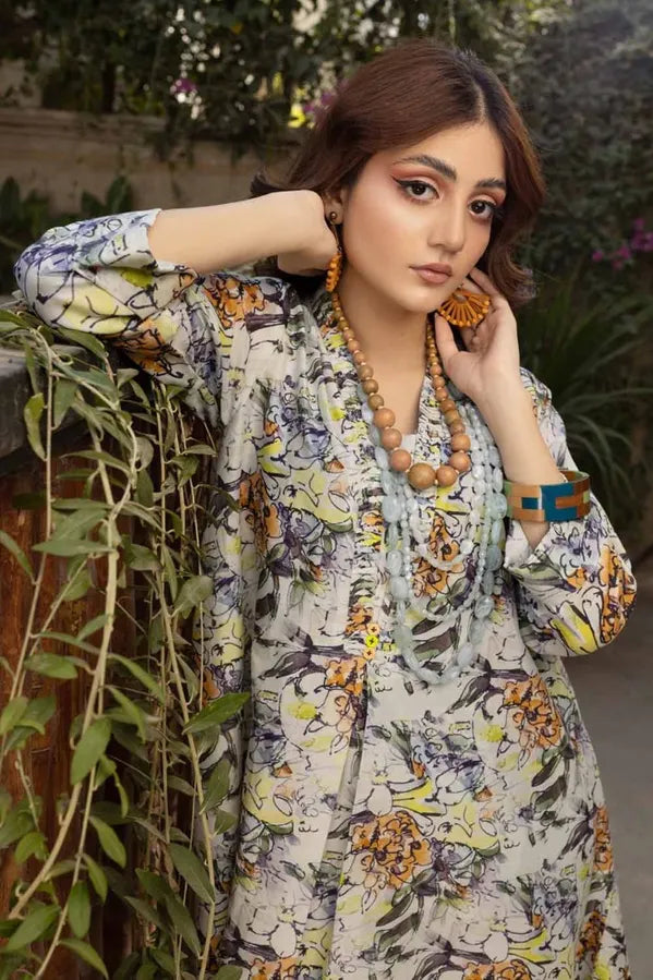 GUL AHMED 2 PIECE PRINTED LAWN SUIT - PURPLE (UNSTITCHED)